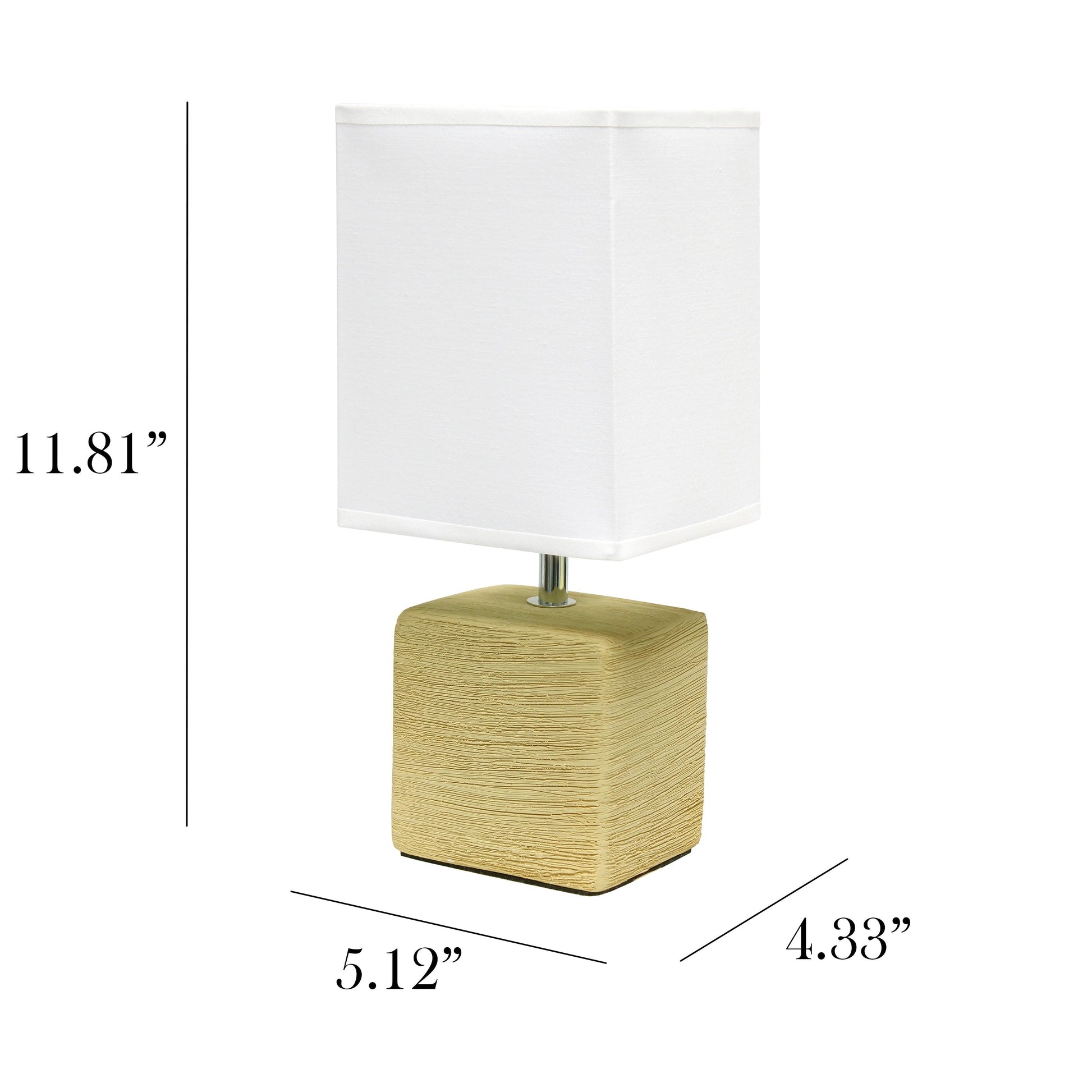 All The Rages Simple Designs Beige Petite Faux Stone Table Lamp With White Fabric Shade