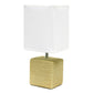 All The Rages Simple Designs Beige Petite Faux Stone Table Lamp With White Fabric Shade