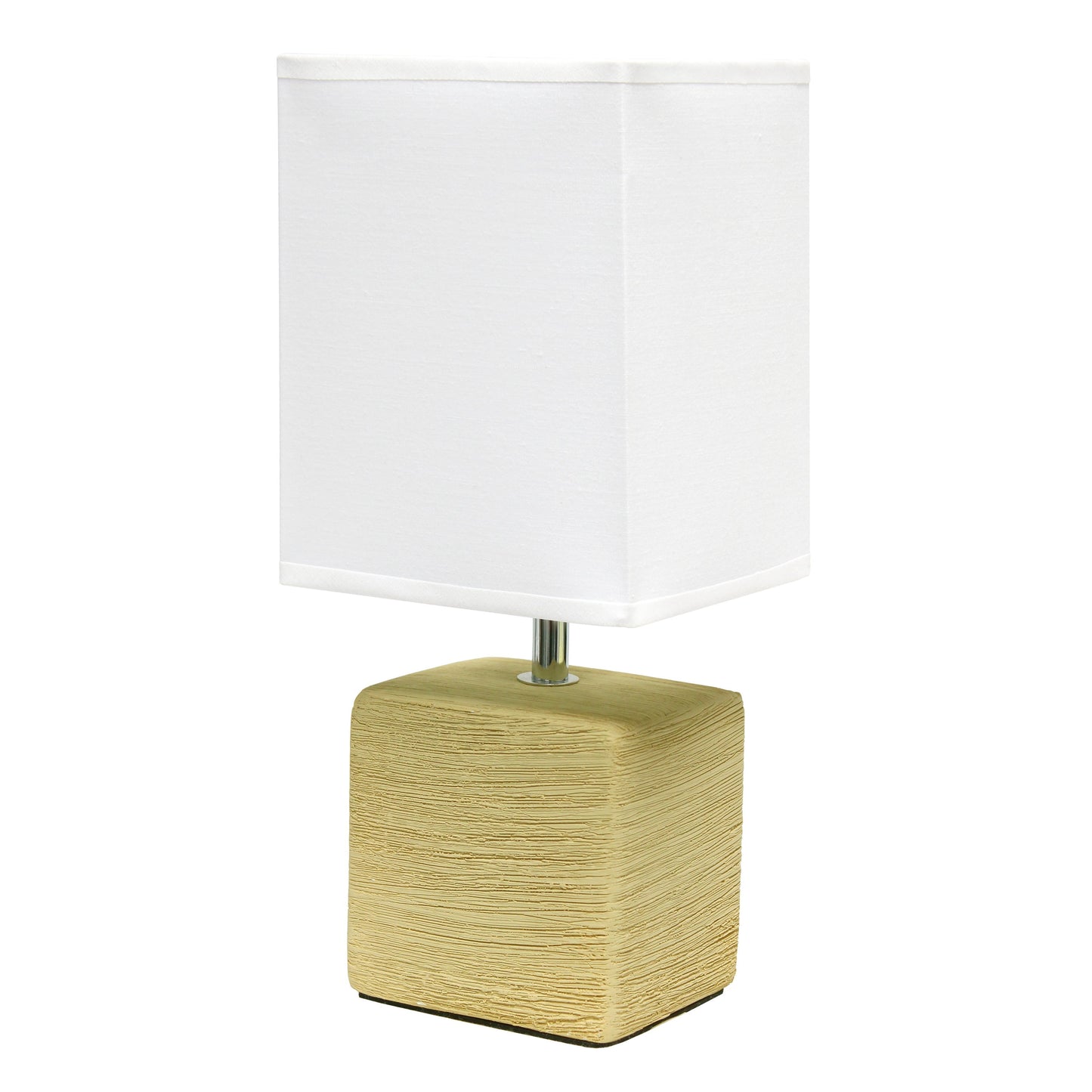 All The Rages Simple Designs Beige Petite Faux Stone Table Lamp With White Fabric Shade