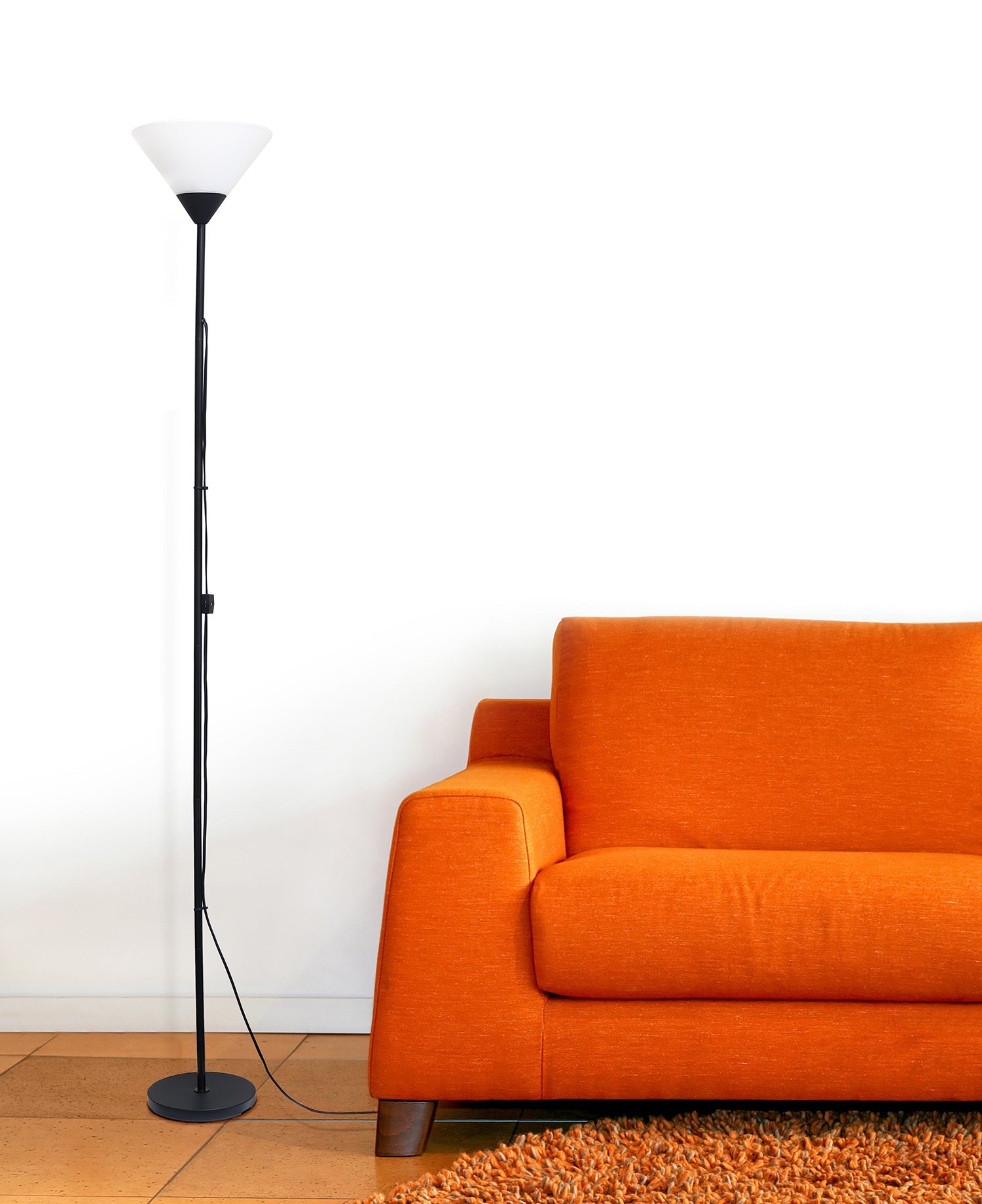 All The Rages Simple Designs Black 1-Light Stick Torchiere Floor Lamp