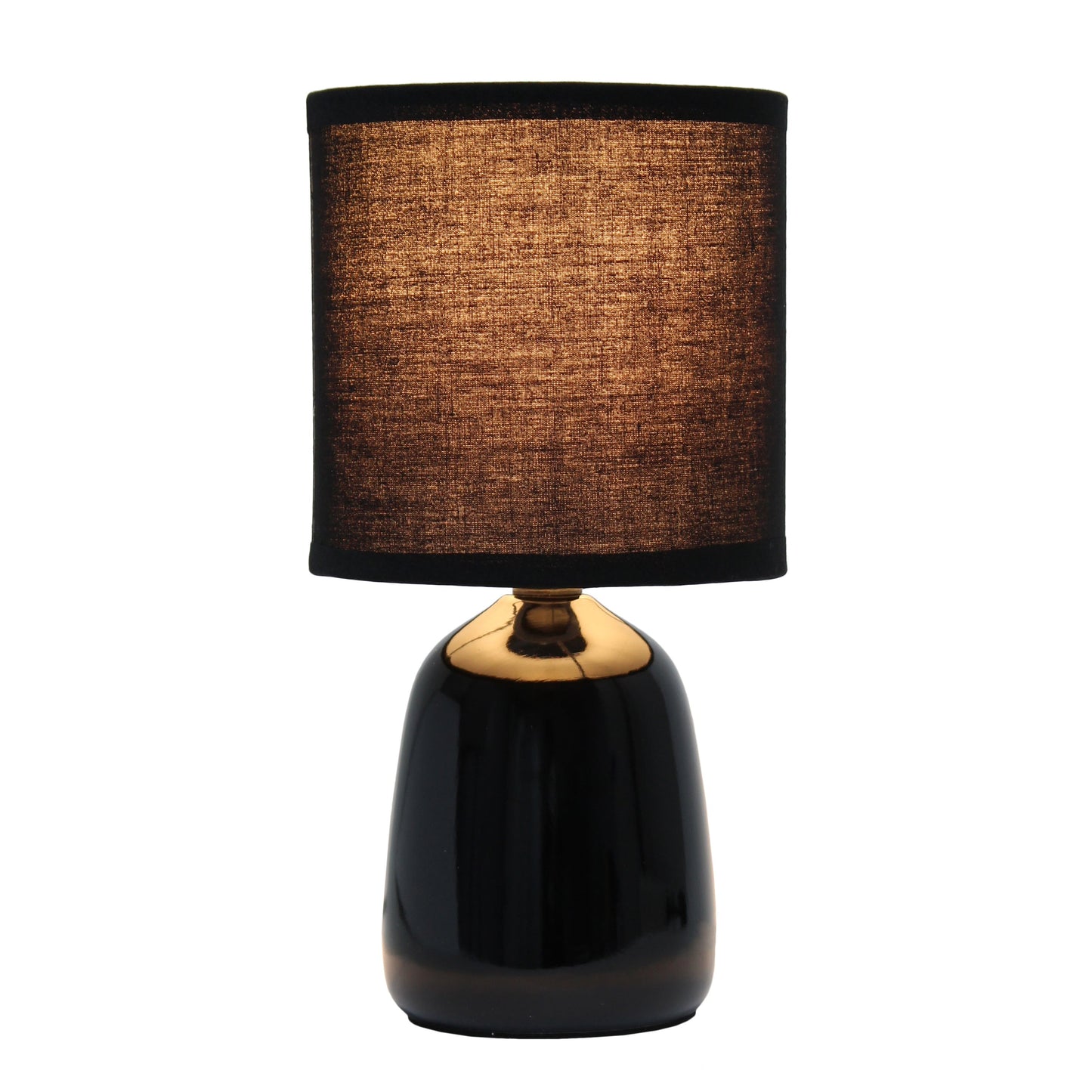 All The Rages Simple Designs Black 10" Ceramic Table Lamp With Matching Fabric Shade
