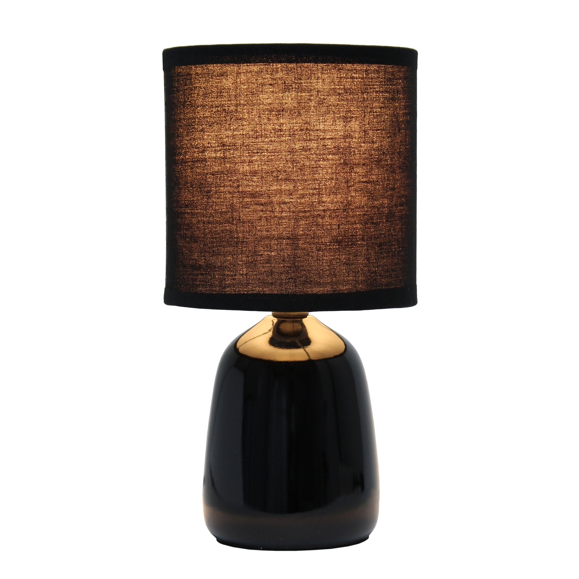 All The Rages Simple Designs Black 10" Ceramic Table Lamp With Matching Fabric Shade