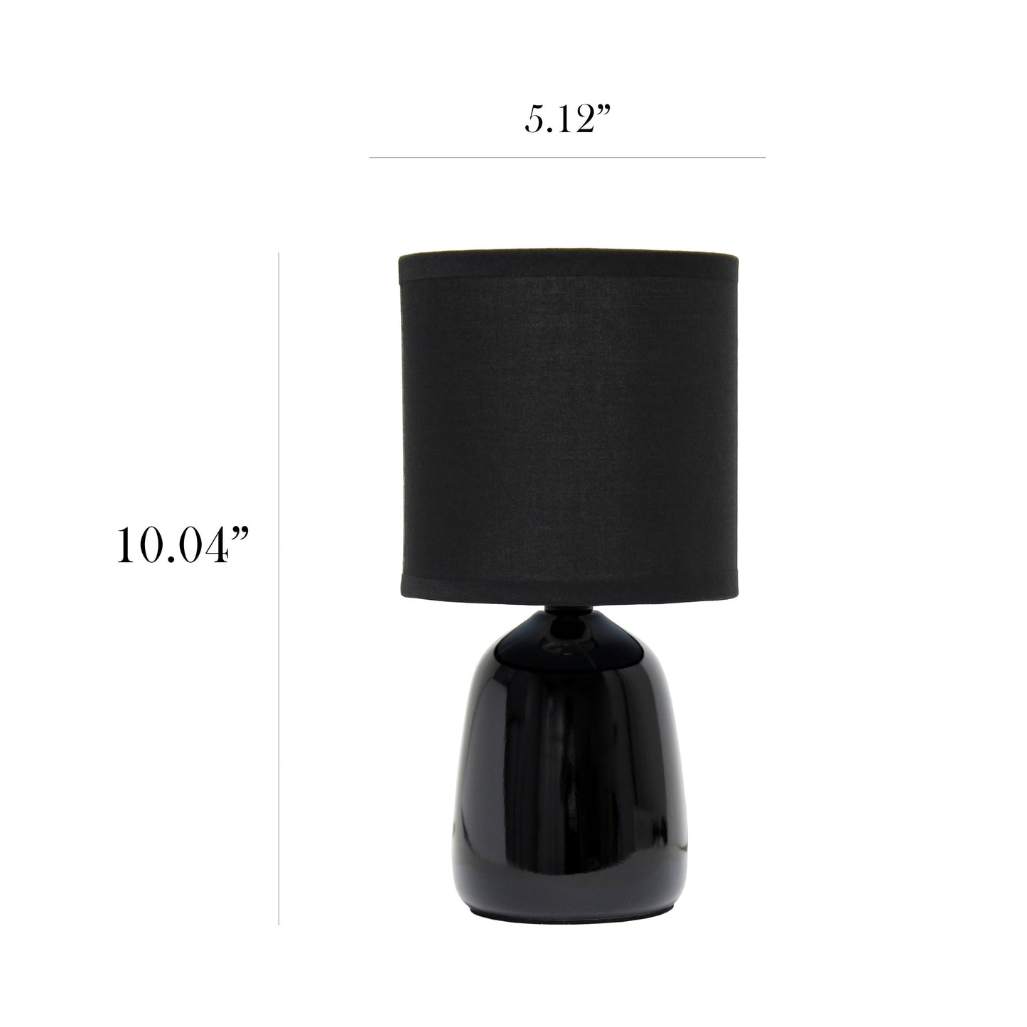 All The Rages Simple Designs Black 10" Ceramic Table Lamp With Matching Fabric Shade