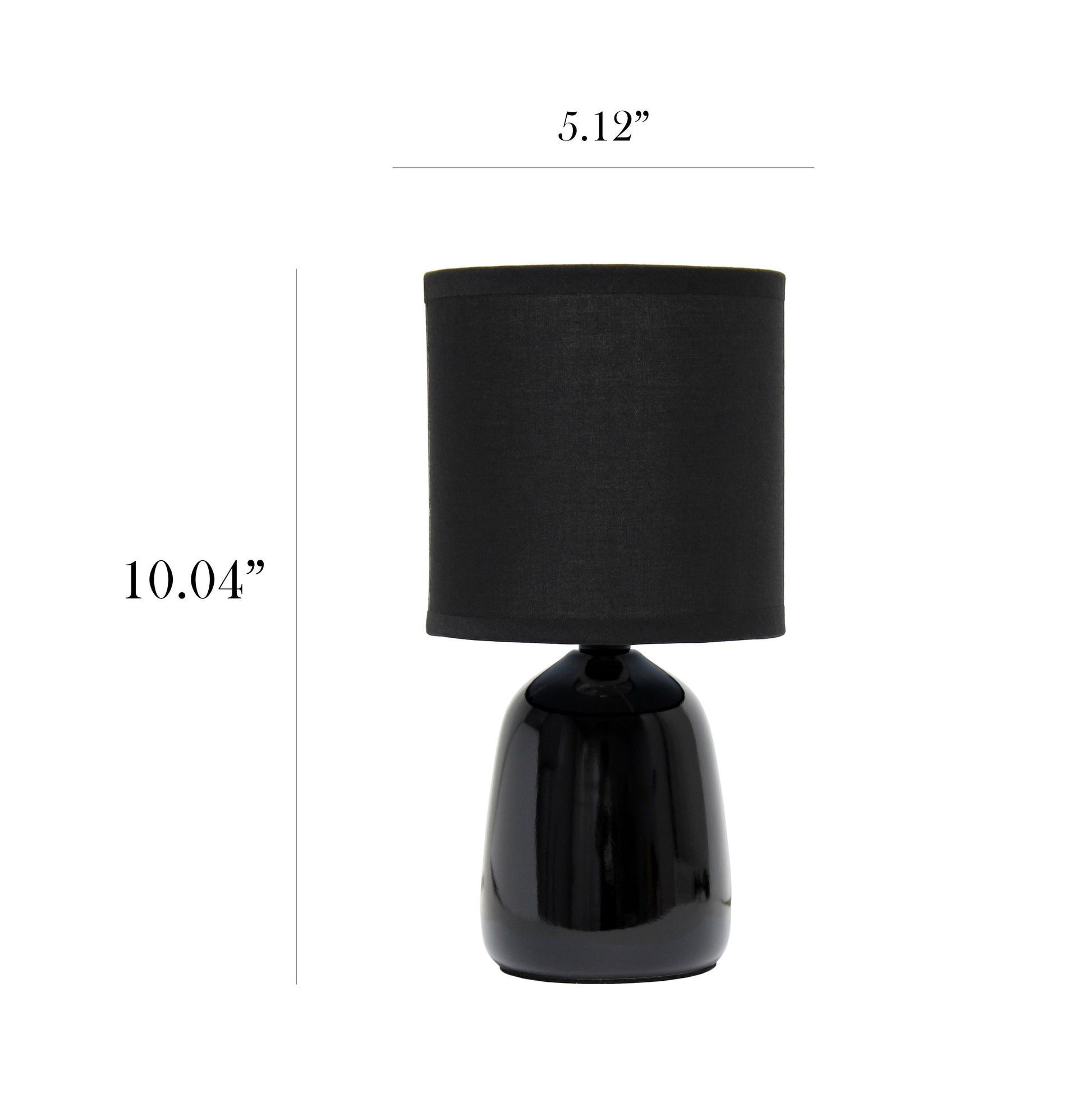 All The Rages Simple Designs Black 10" Ceramic Table Lamp With Matching Fabric Shade