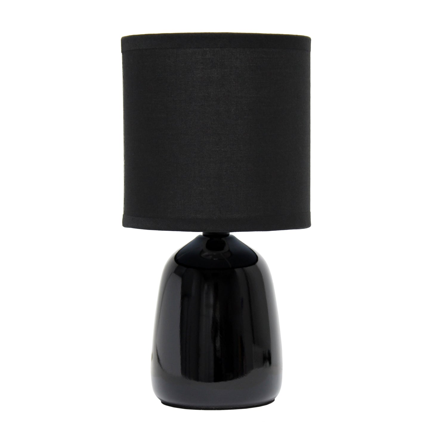 All The Rages Simple Designs Black 10" Ceramic Table Lamp With Matching Fabric Shade