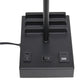 All The Rages Simple Designs Black 15" Multi-Use Table Lamp With 2 USB Ports & Charging Outlet With Beige Fabric Shade