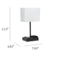 All The Rages Simple Designs Black 15" Multi-Use Table Lamp With 2 USB Ports & Charging Outlet With White Fabric Shade
