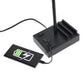 All The Rages Simple Designs Black 15" Multi-Use Table Lamp With 2 USB Ports & Charging Outlet With White Fabric Shade