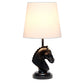 All The Rages Simple Designs Black 17" Tall Polyresin Decorative Chess Horse Shaped Table Lamp With White Tapered Fabric Shade