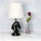 All The Rages Simple Designs Black 17" Tall Polyresin Decorative Chess Horse Shaped Table Lamp With White Tapered Fabric Shade