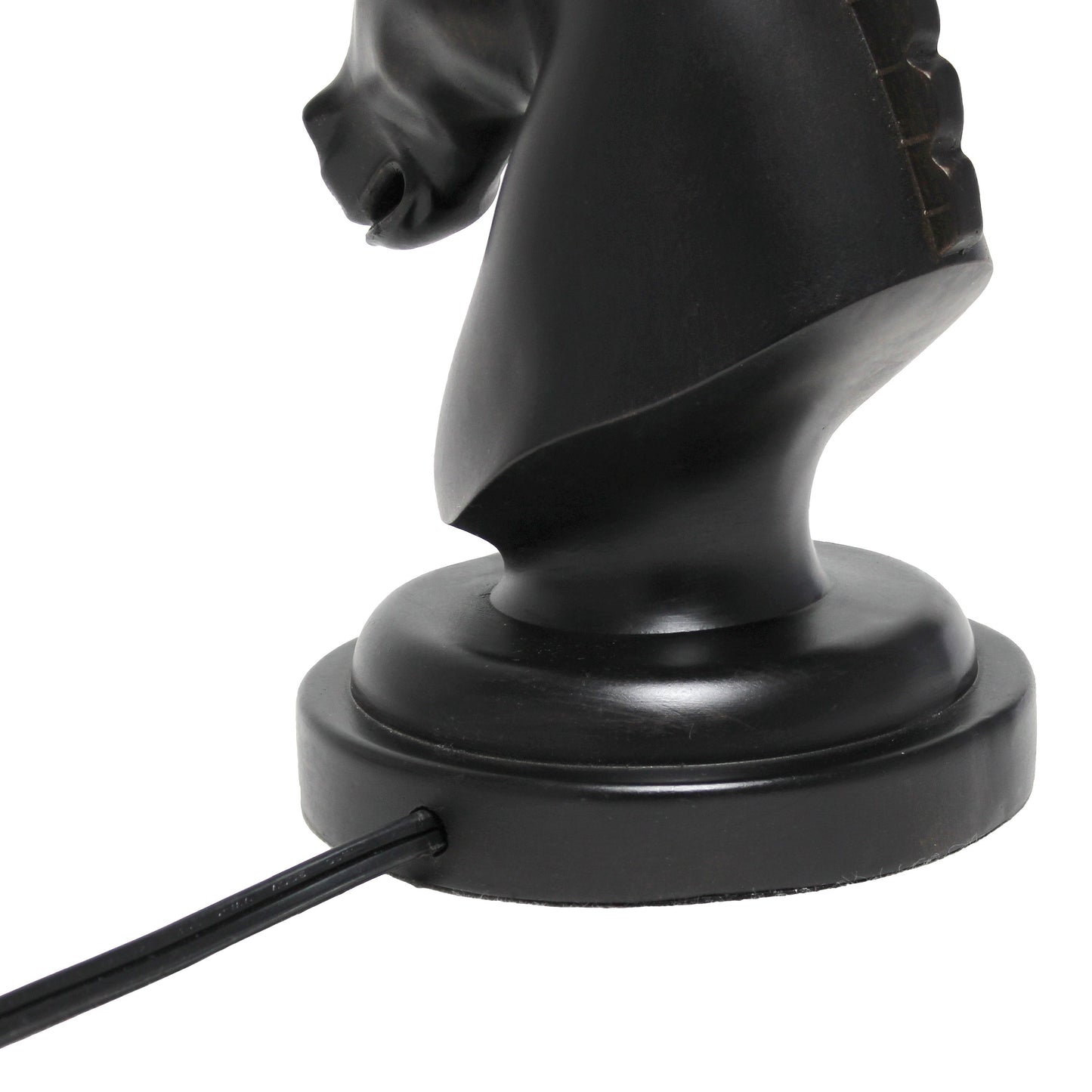 All The Rages Simple Designs Black 17" Tall Polyresin Decorative Chess Horse Shaped Table Lamp With White Tapered Fabric Shade
