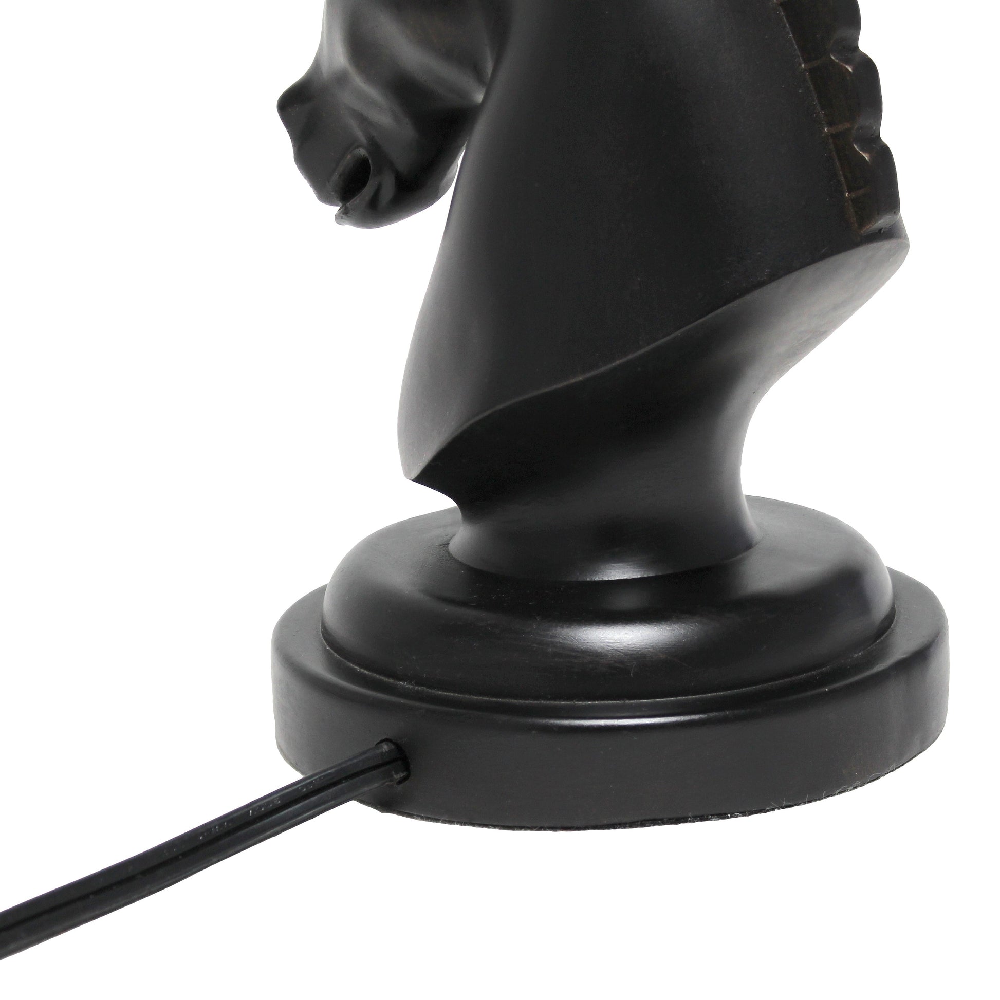All The Rages Simple Designs Black 17" Tall Polyresin Decorative Chess Horse Shaped Table Lamp With White Tapered Fabric Shade