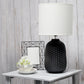 All The Rages Simple Designs Black 20" Ceramic Purled Texture Table Lamp With White Fabric Drum Shade