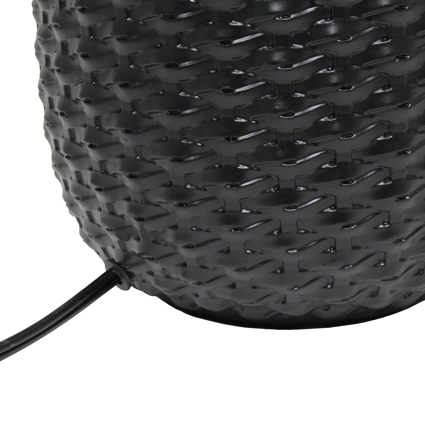All The Rages Simple Designs Black 20" Ceramic Purled Texture Table Lamp With White Fabric Drum Shade