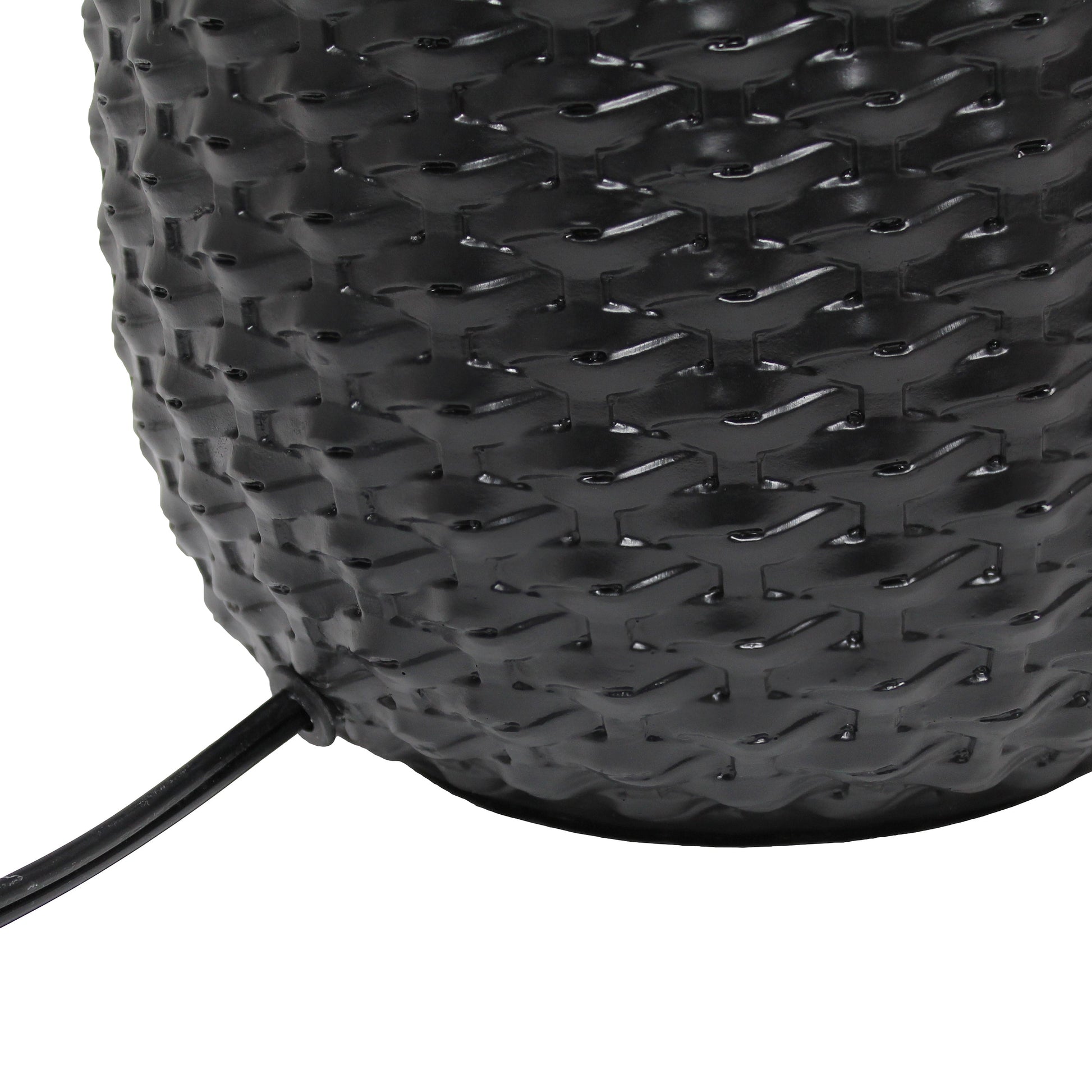 All The Rages Simple Designs Black 20" Ceramic Purled Texture Table Lamp With White Fabric Drum Shade