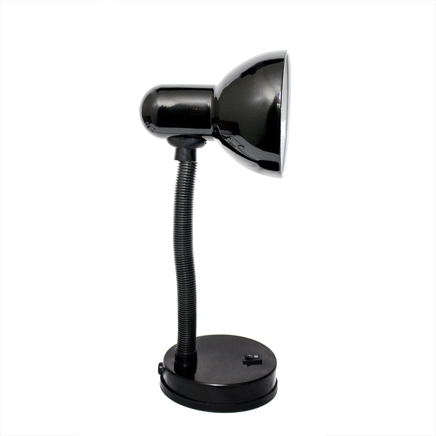 All The Rages Simple Designs Black Basic Metal Desk Lamp With Flexible Hose Neck