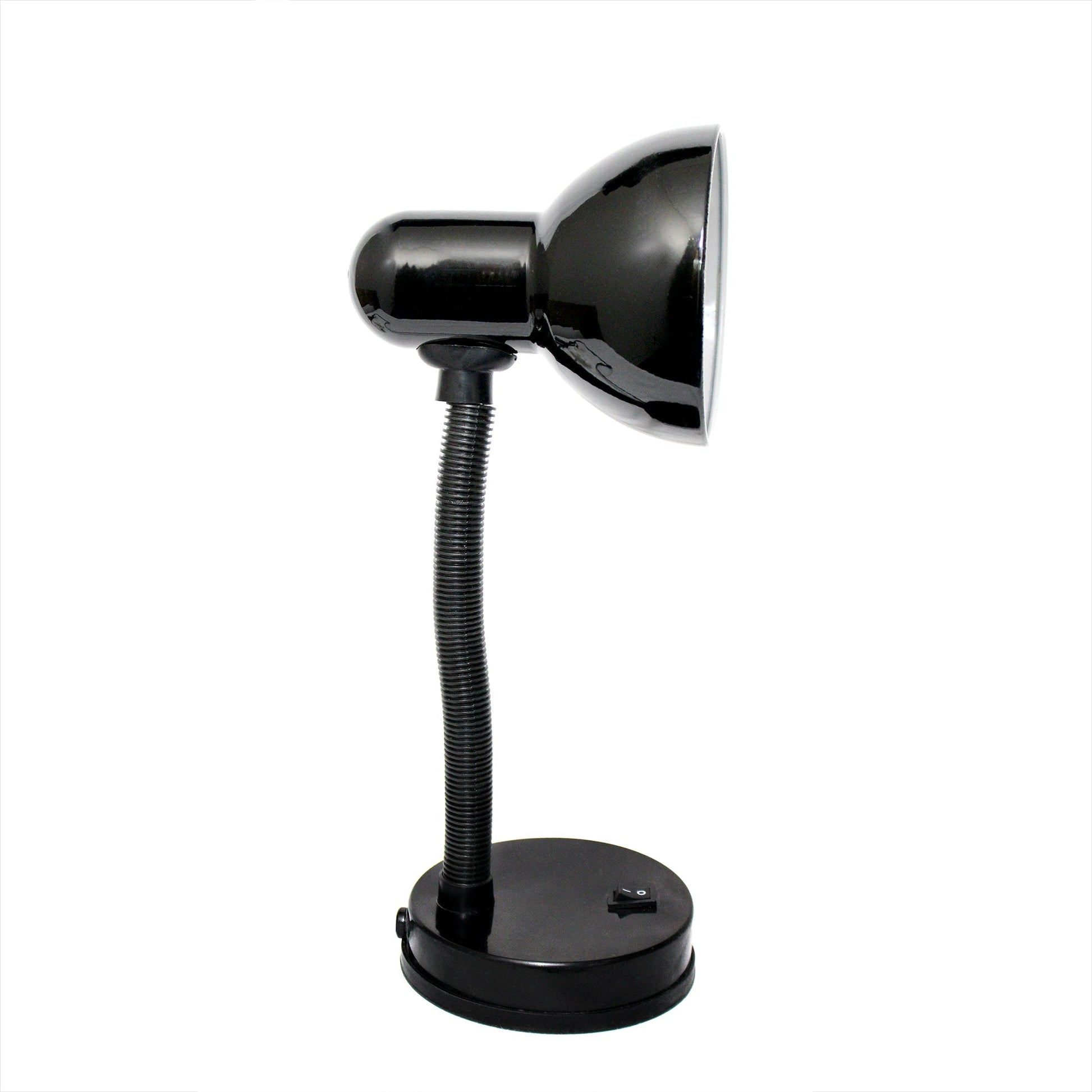 All The Rages Simple Designs Black Basic Metal Desk Lamp With Flexible Hose Neck