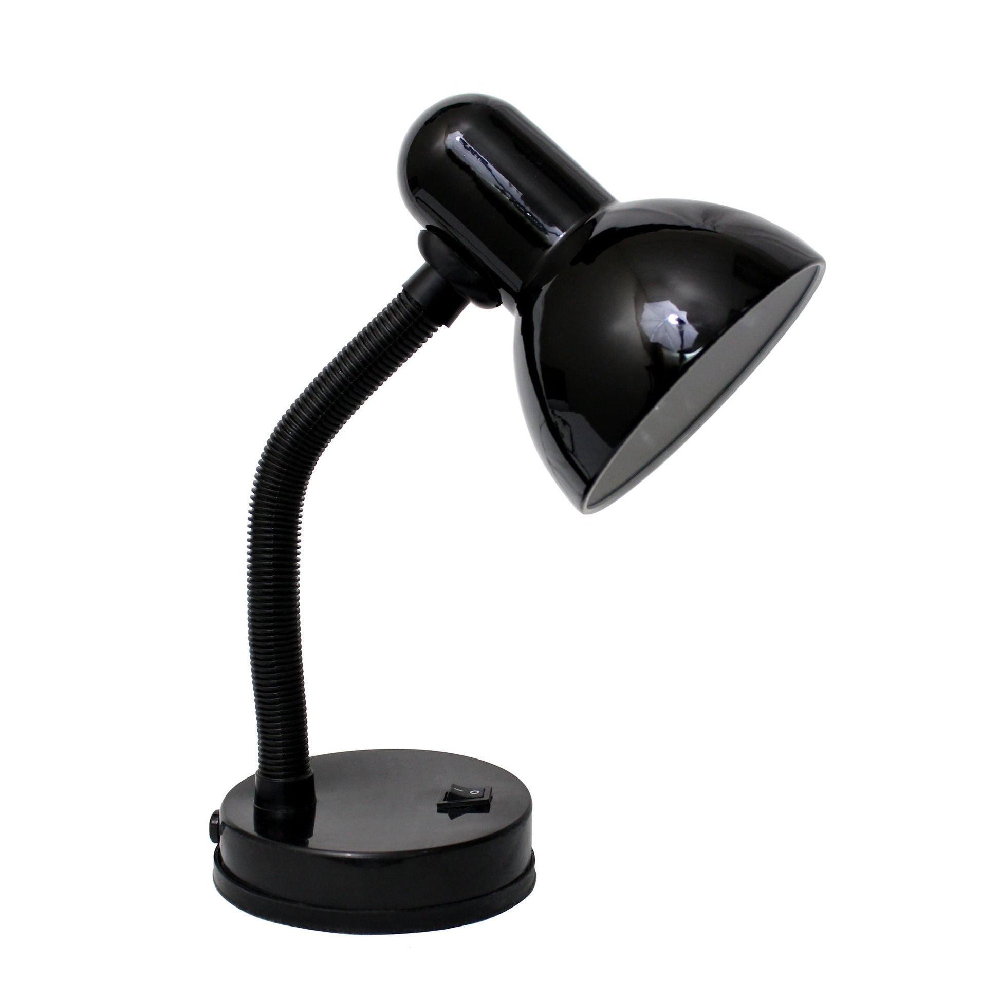 All The Rages Simple Designs Black Basic Metal Desk Lamp With Flexible Hose Neck