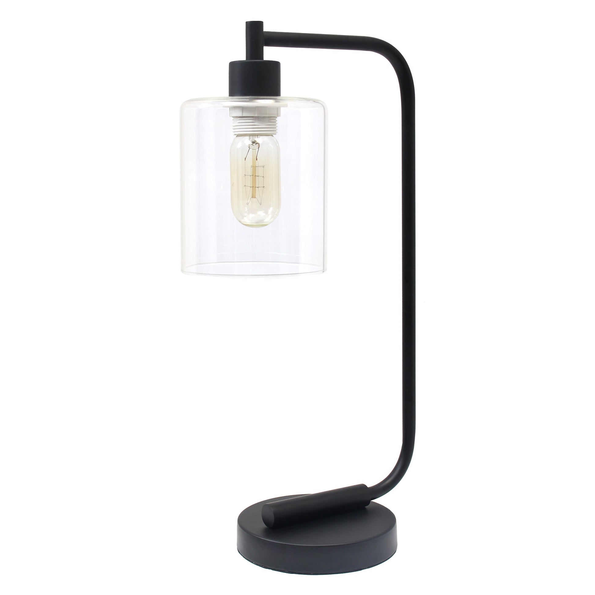 All The Rages Simple Designs Black Bronson Antique Style Industrial Iron Lantern Desk Lamp With Glass Shade
