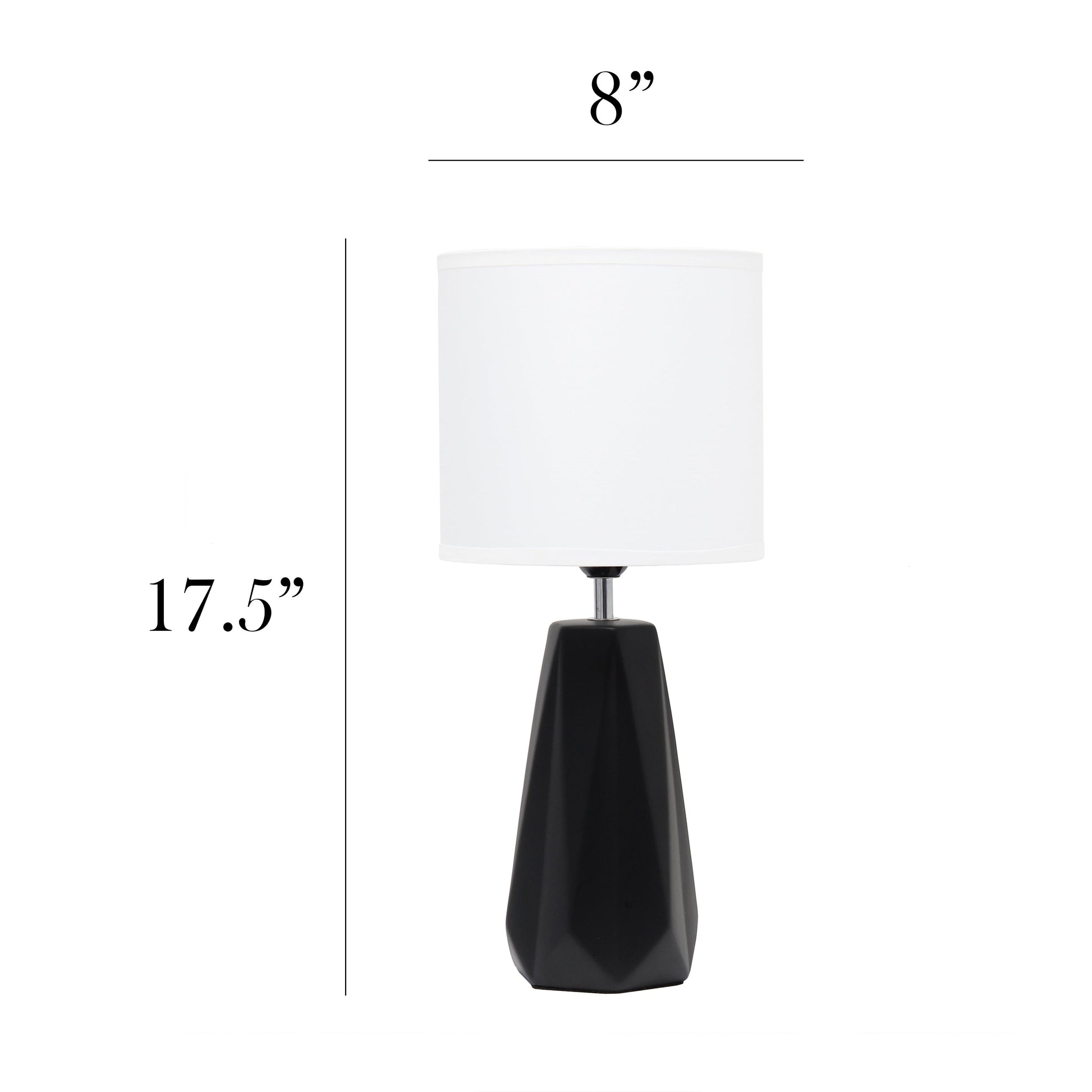 All The Rages Simple Designs Black Ceramic Prism Table Lamp