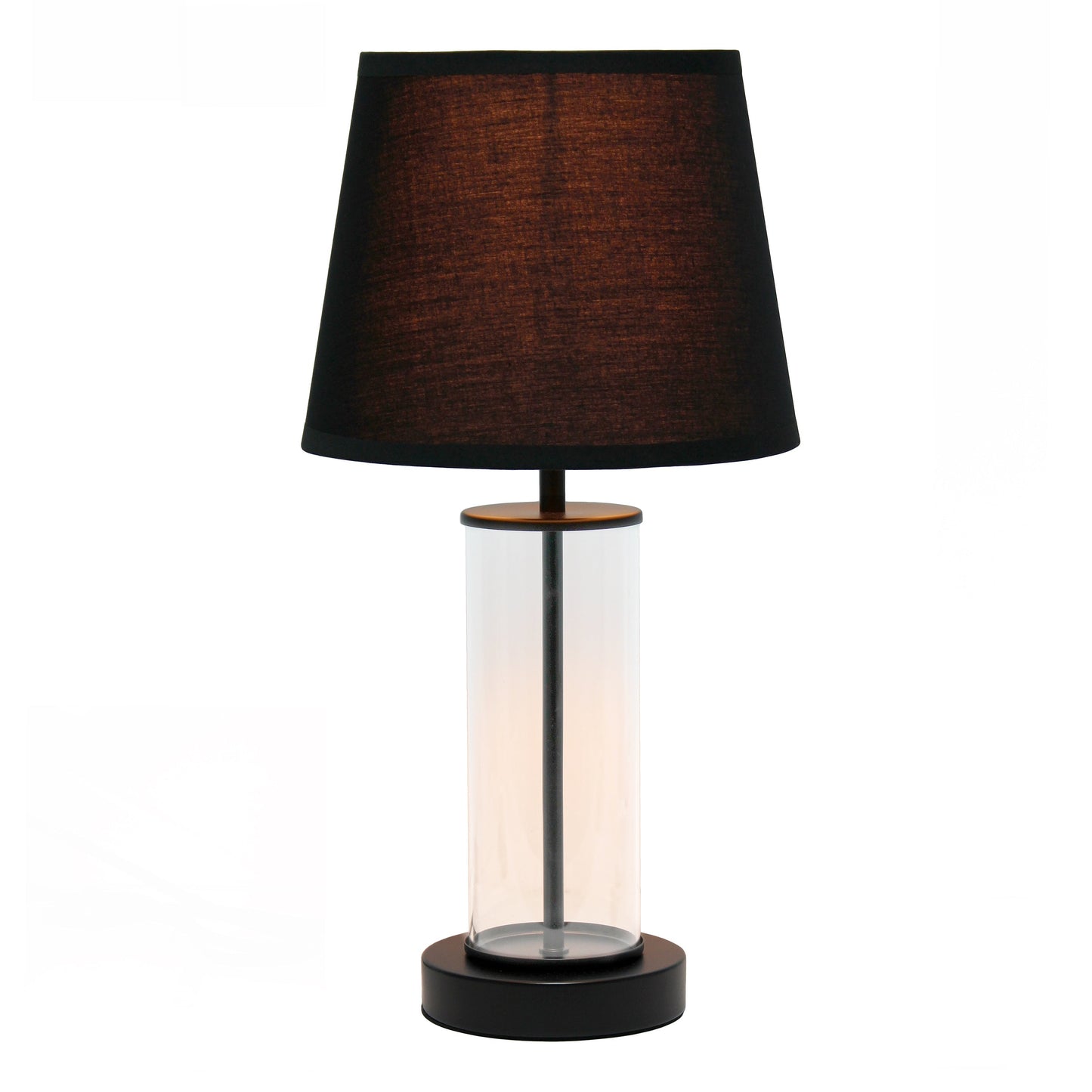 All The Rages Simple Designs Black Encased Metal & Clear Glass Table Lamp