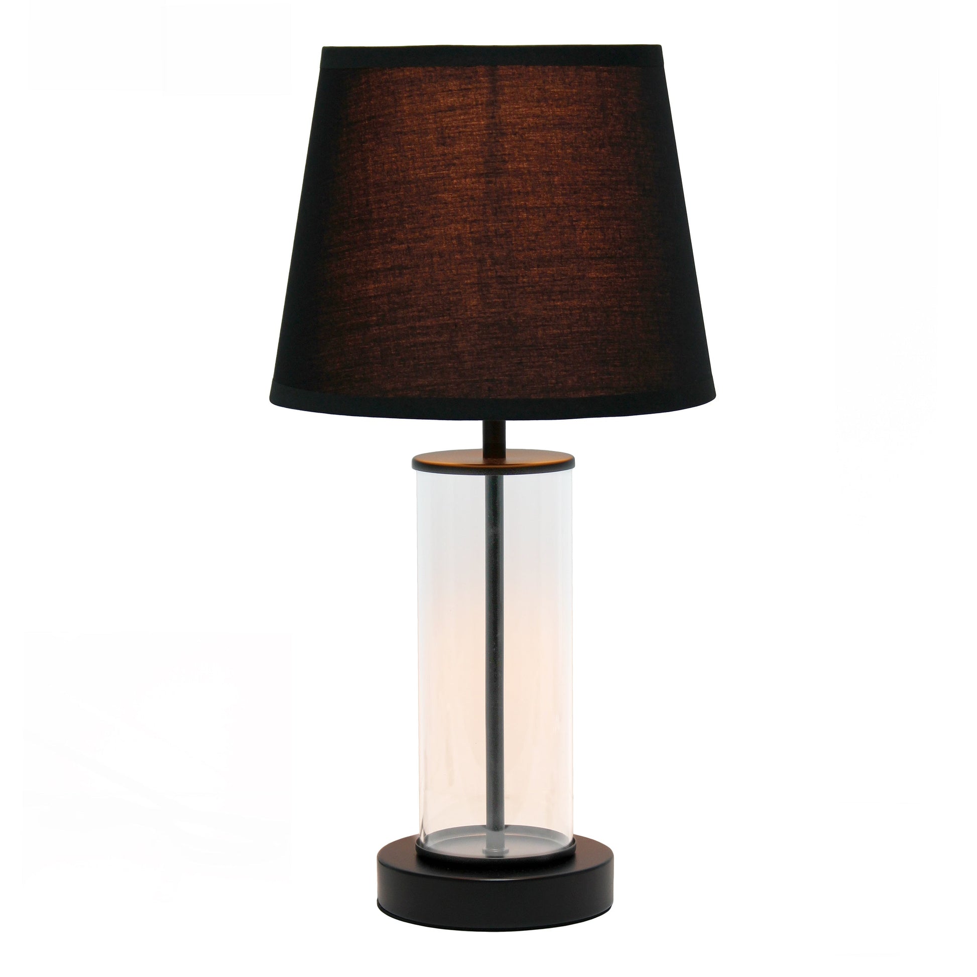All The Rages Simple Designs Black Encased Metal & Clear Glass Table Lamp