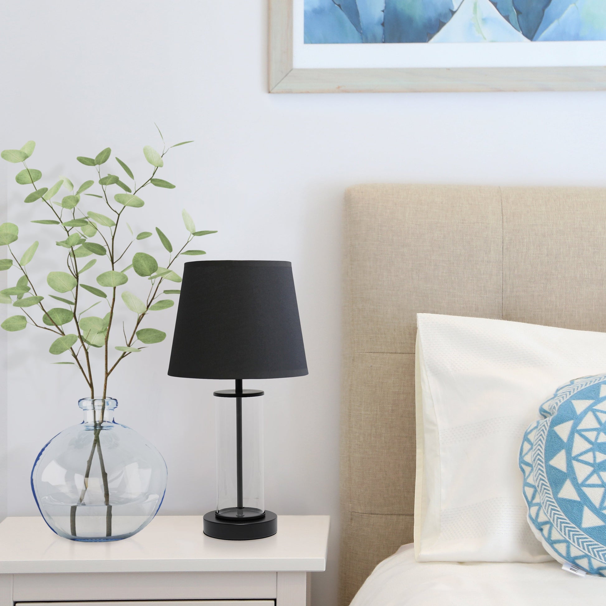 All The Rages Simple Designs Black Encased Metal & Clear Glass Table Lamp