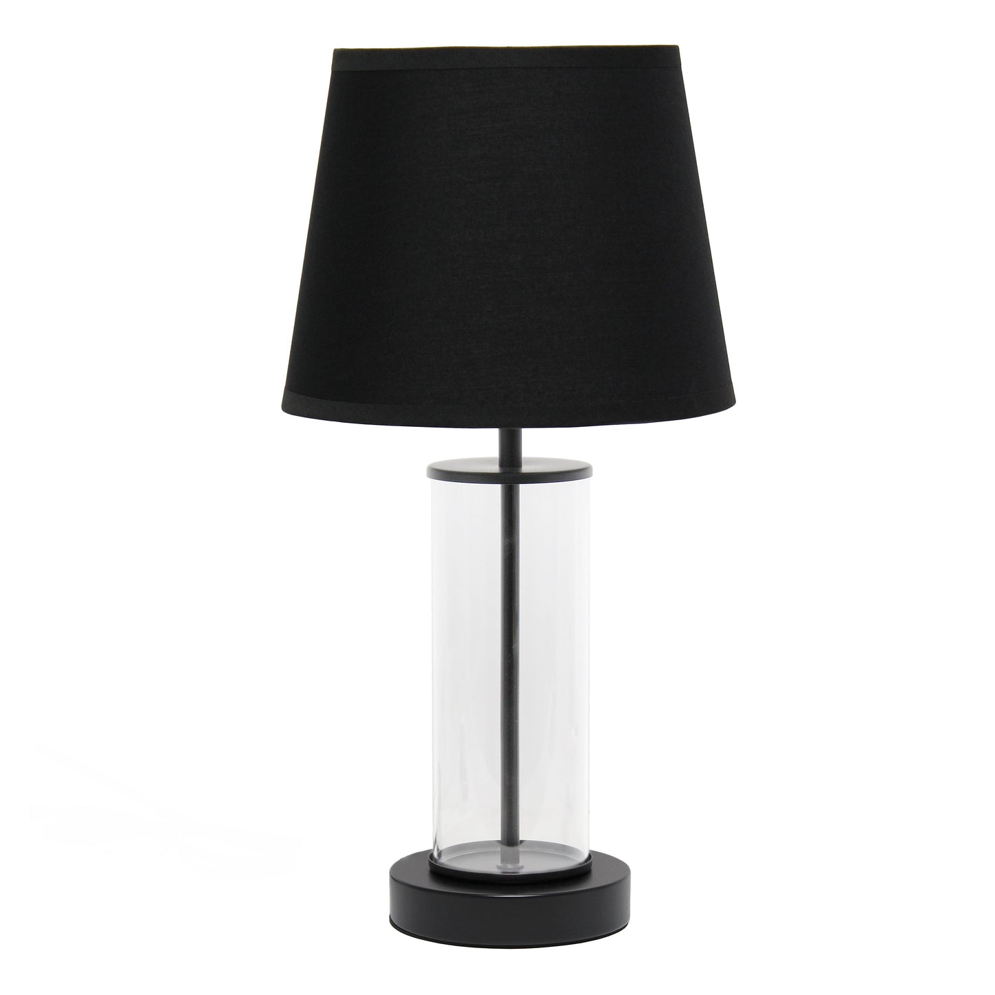 All The Rages Simple Designs Black Encased Metal & Clear Glass Table Lamp