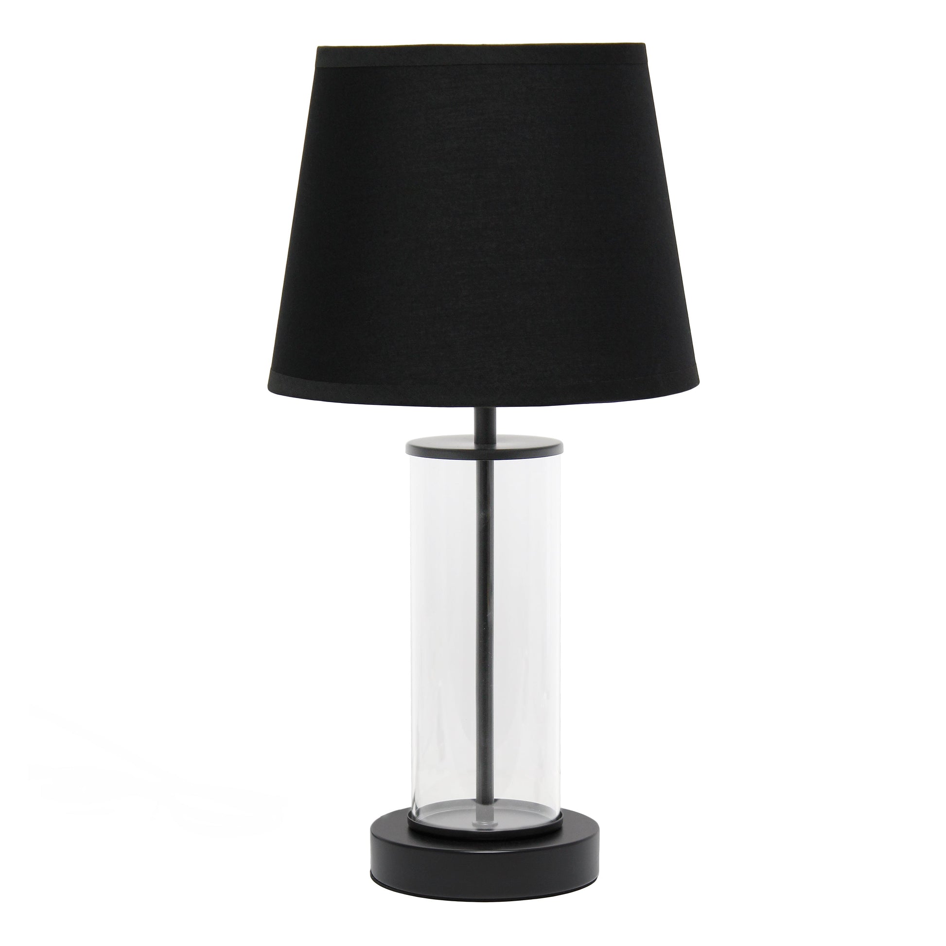 All The Rages Simple Designs Black Encased Metal & Clear Glass Table Lamp