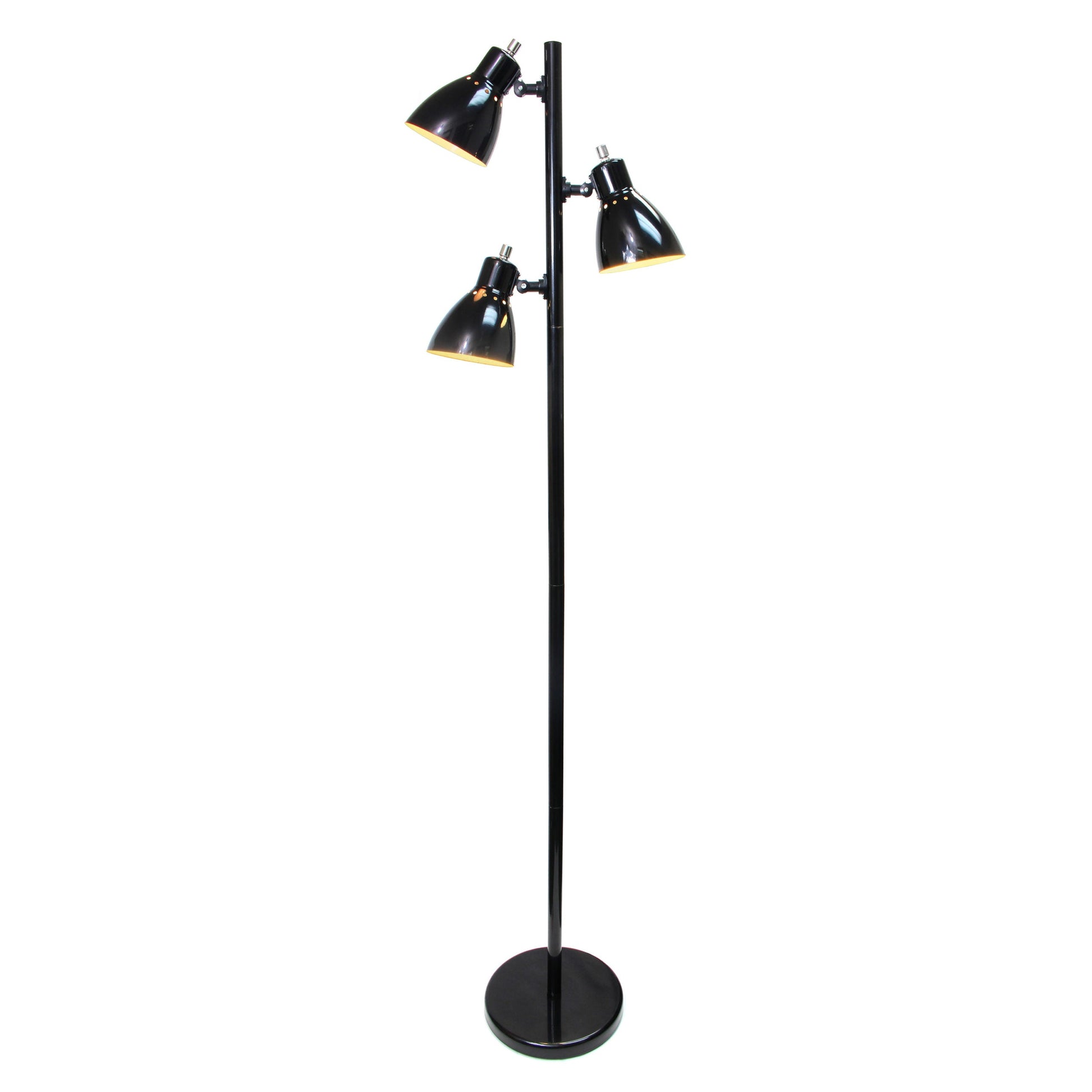 All The Rages Simple Designs Black Finish Metal 3-Light Tree Floor Lamp