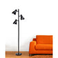 All The Rages Simple Designs Black Finish Metal 3-Light Tree Floor Lamp