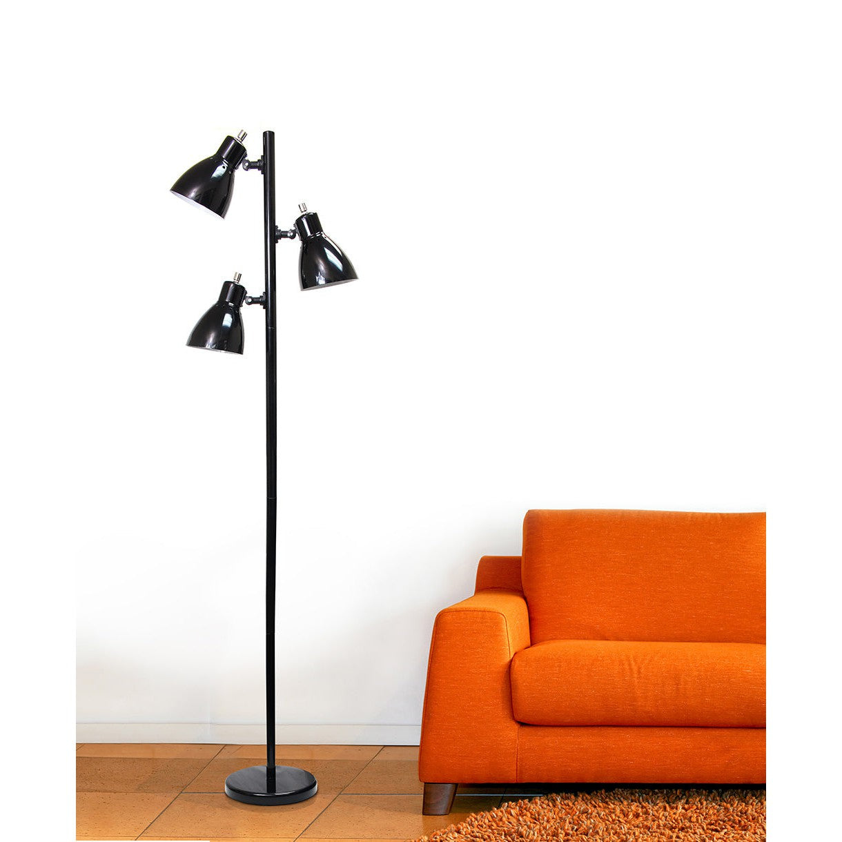 All The Rages Simple Designs Black Finish Metal 3-Light Tree Floor Lamp