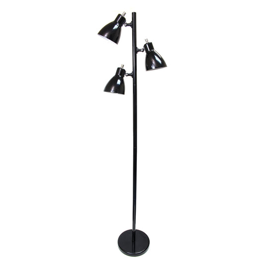 All The Rages Simple Designs Black Finish Metal 3-Light Tree Floor Lamp