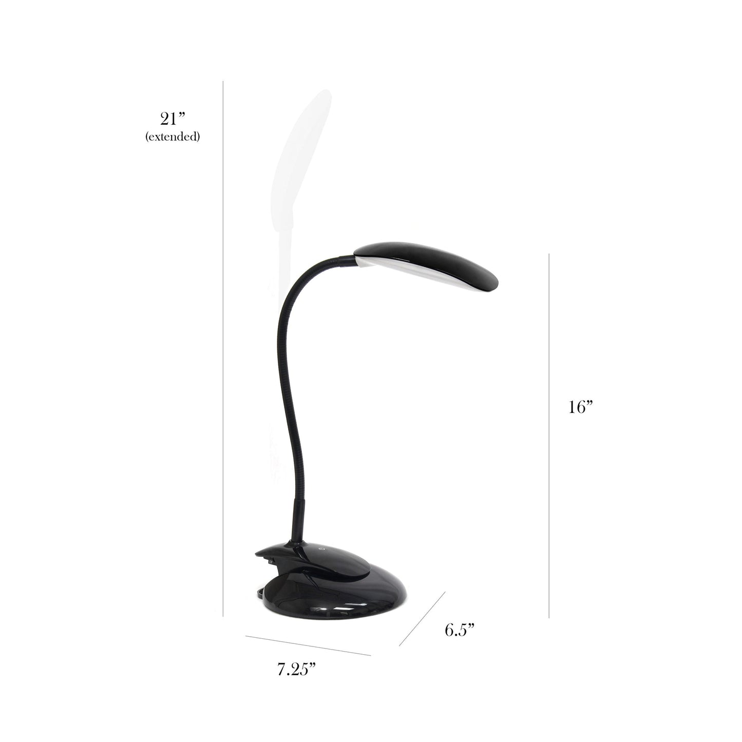 All The Rages Simple Designs Black Flexi LED Rounded Clip Table Lamp