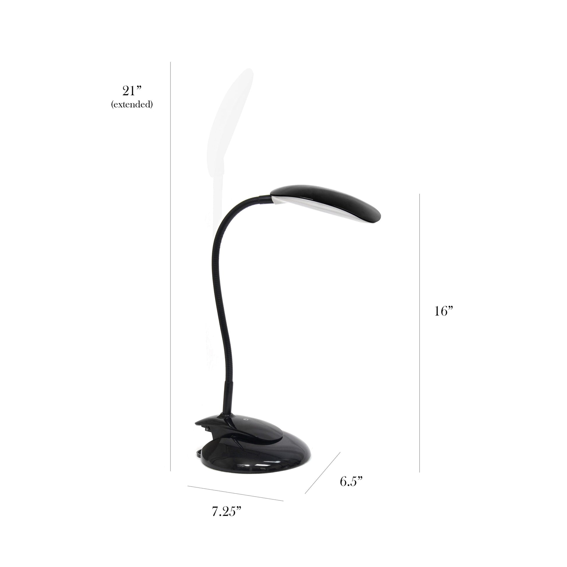 All The Rages Simple Designs Black Flexi LED Rounded Clip Table Lamp