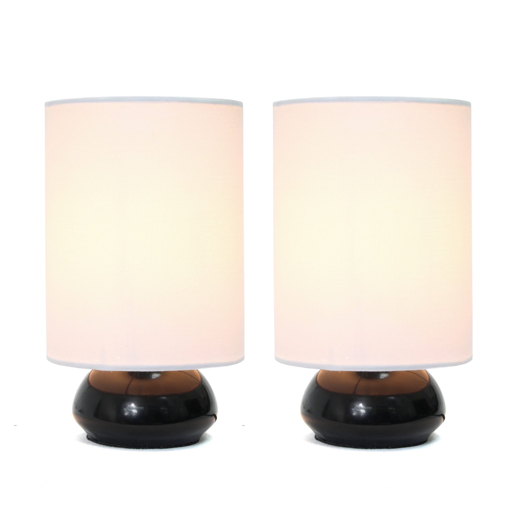 All The Rages Simple Designs Black Gemini 2-Pack Mini Table Lamp Set With Fabric Shades