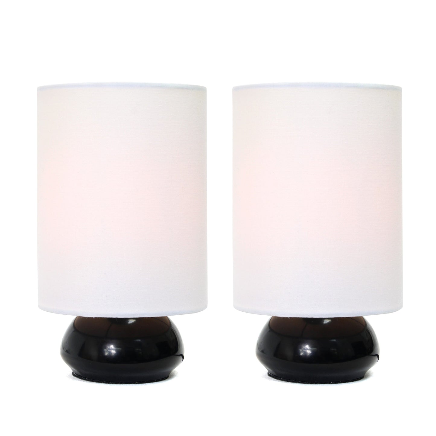 All The Rages Simple Designs Black Gemini 2-Pack Mini Table Lamp Set With Fabric Shades