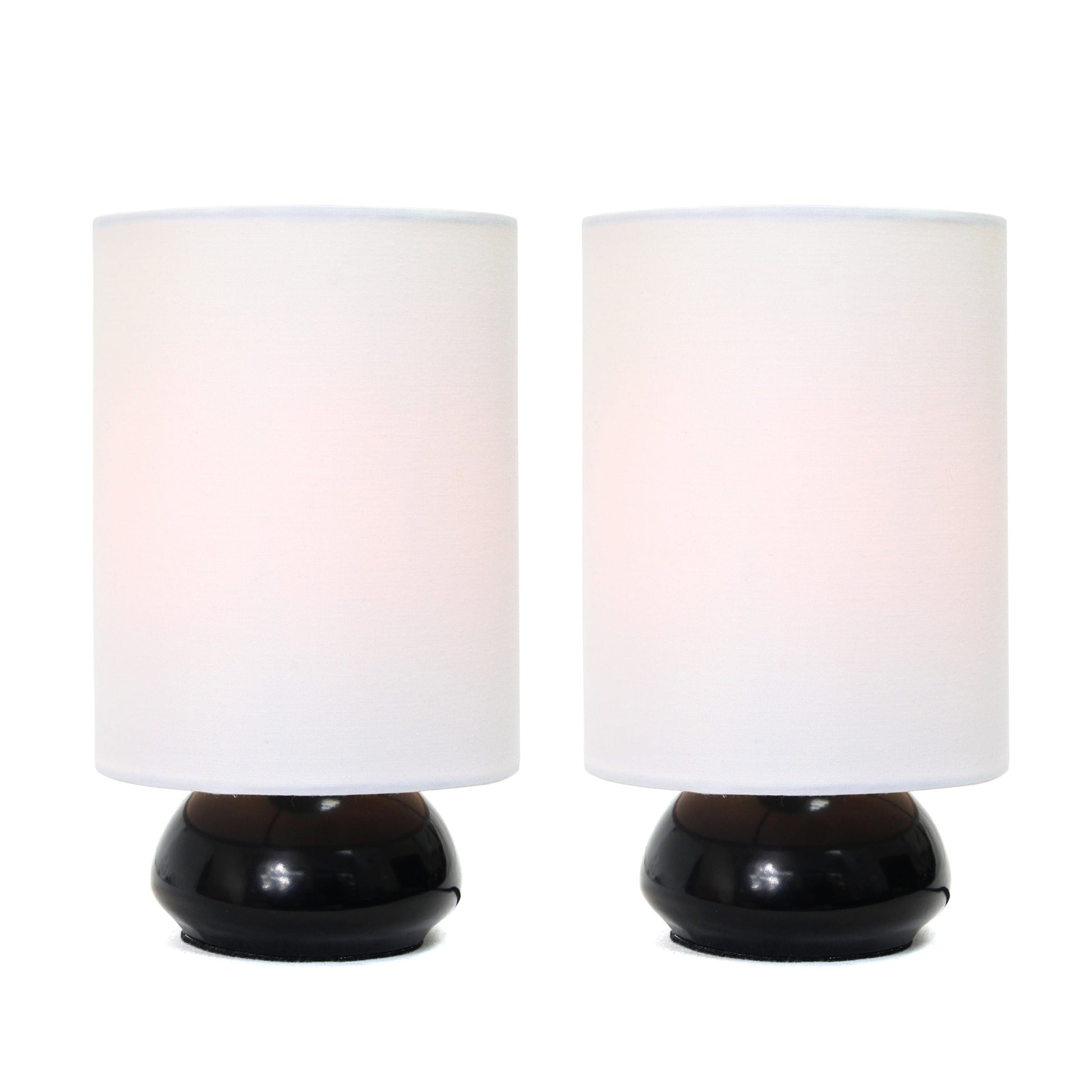 All The Rages Simple Designs Black Gemini 2-Pack Mini Table Lamp Set With Fabric Shades