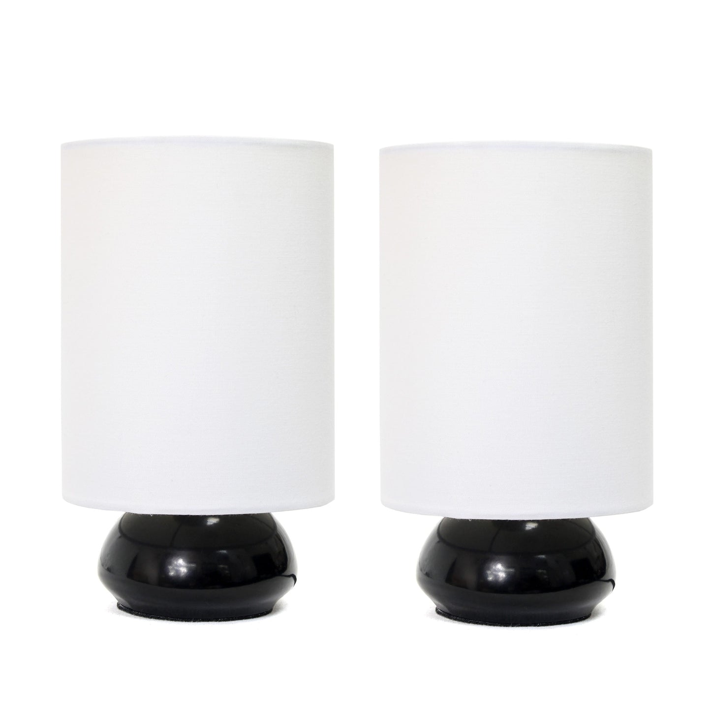 All The Rages Simple Designs Black Gemini 2-Pack Mini Table Lamp Set With Fabric Shades