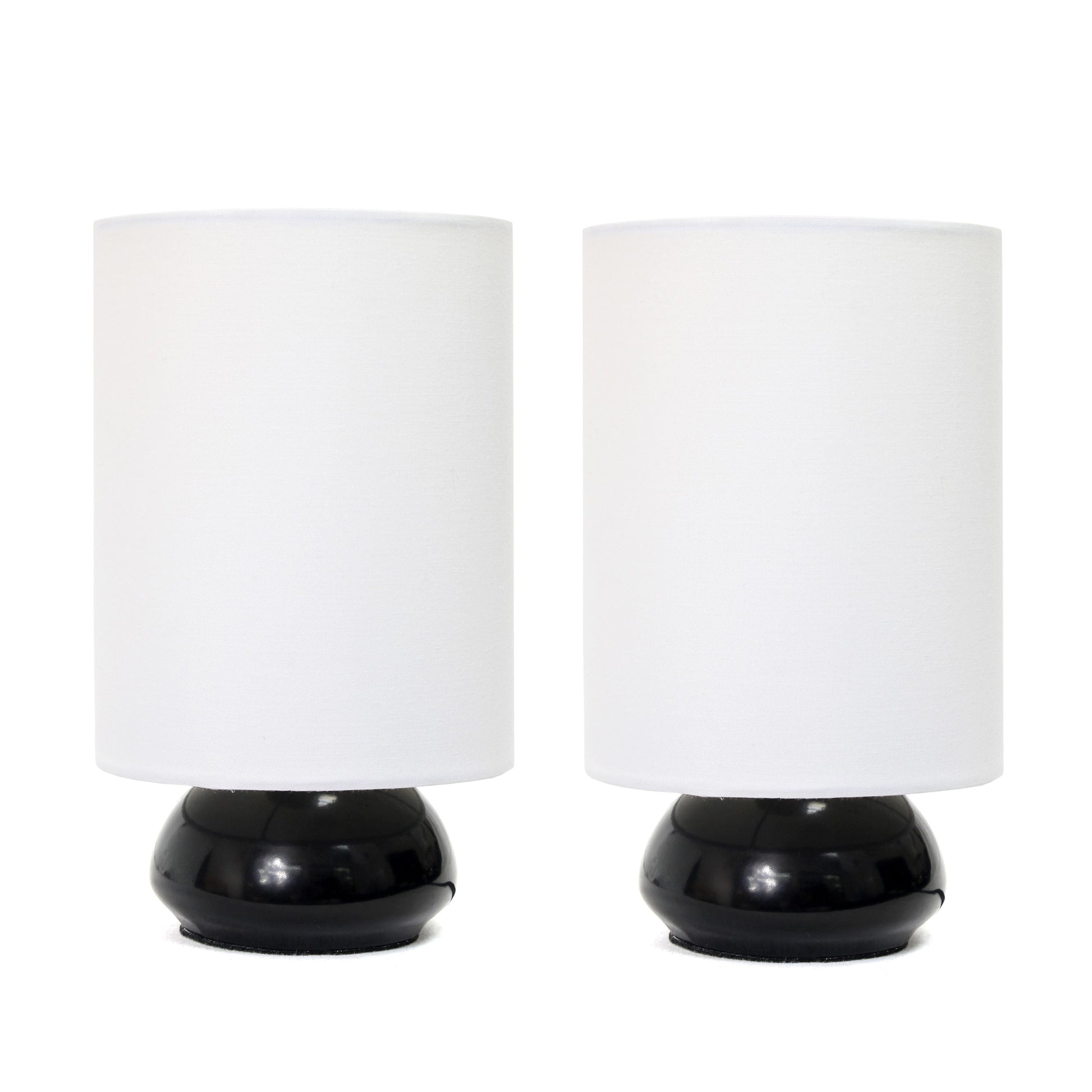 All The Rages Simple Designs Black Gemini 2-Pack Mini Table Lamp Set With Fabric Shades