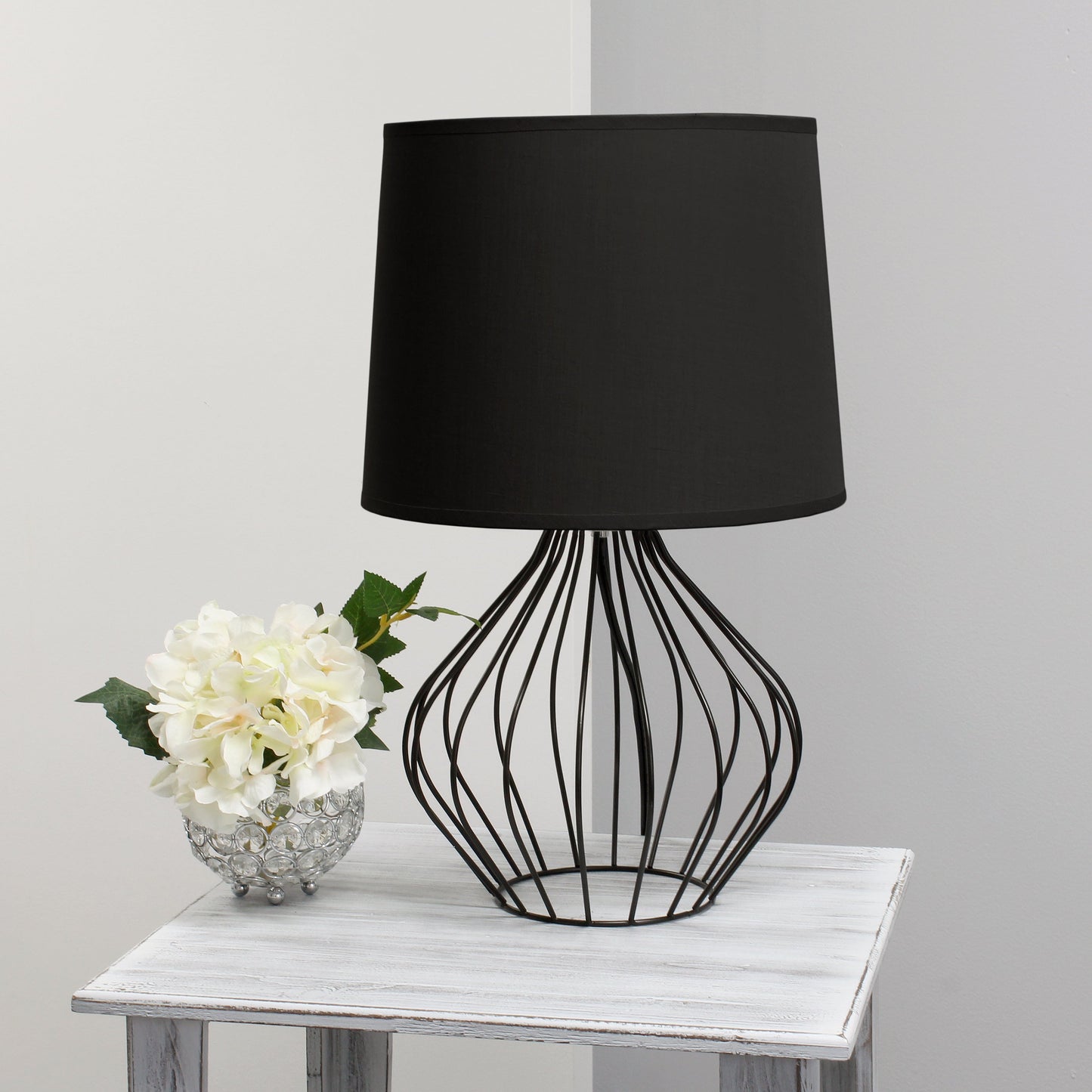 All The Rages Simple Designs Black Geometrically Wired Table Lamp
