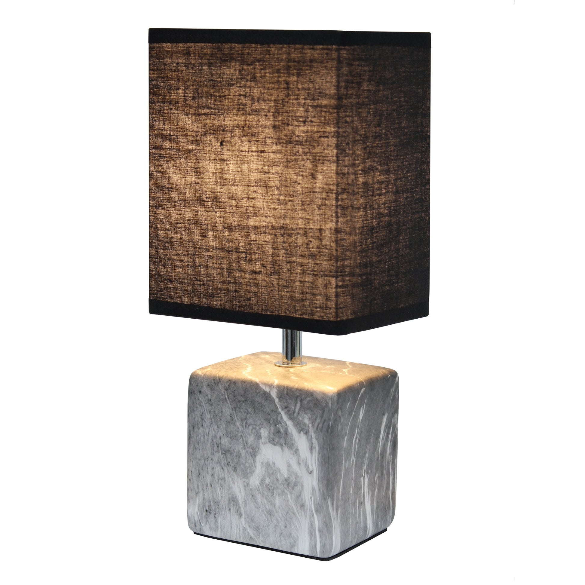 All The Rages Simple Designs Black Marbled Ceramic Table Lamp With Black Fabric Shade