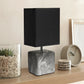 All The Rages Simple Designs Black Marbled Ceramic Table Lamp With Black Fabric Shade