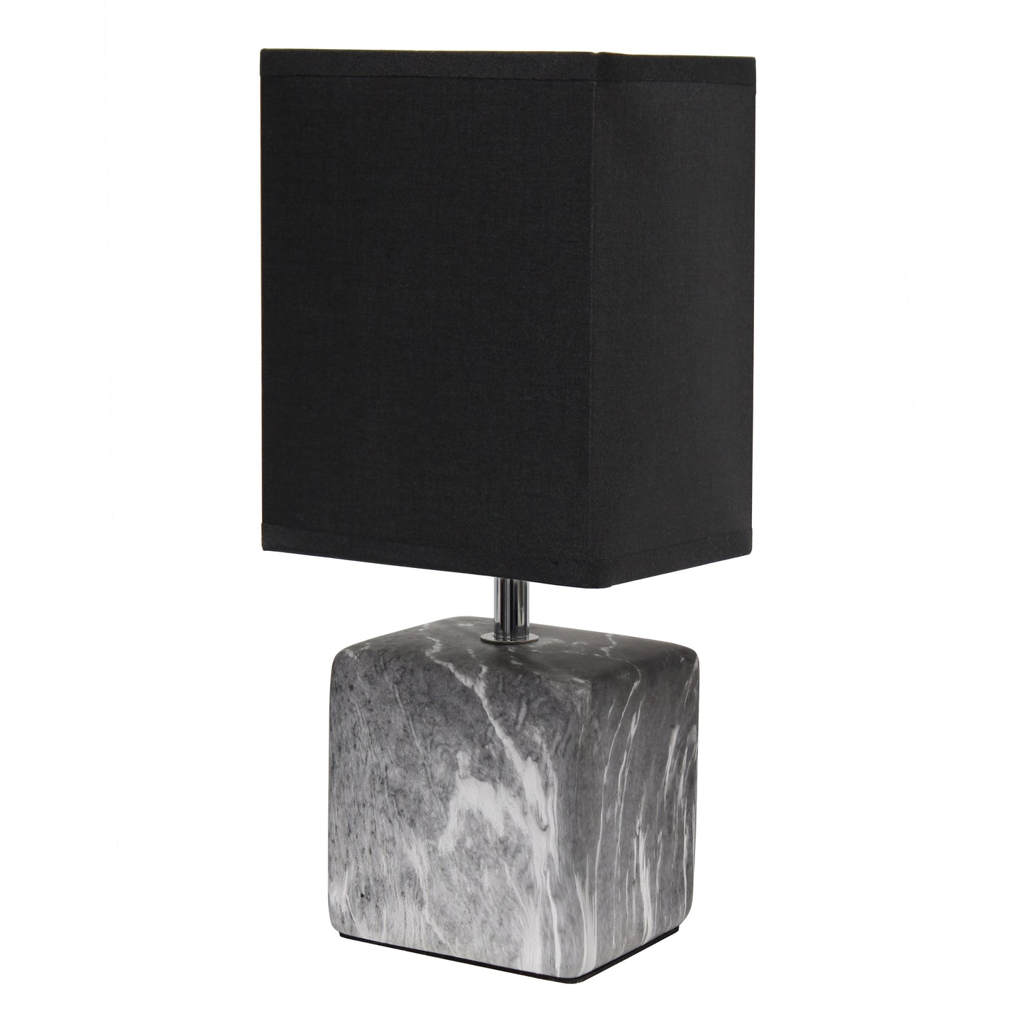 All The Rages Simple Designs Black Marbled Ceramic Table Lamp With Black Fabric Shade
