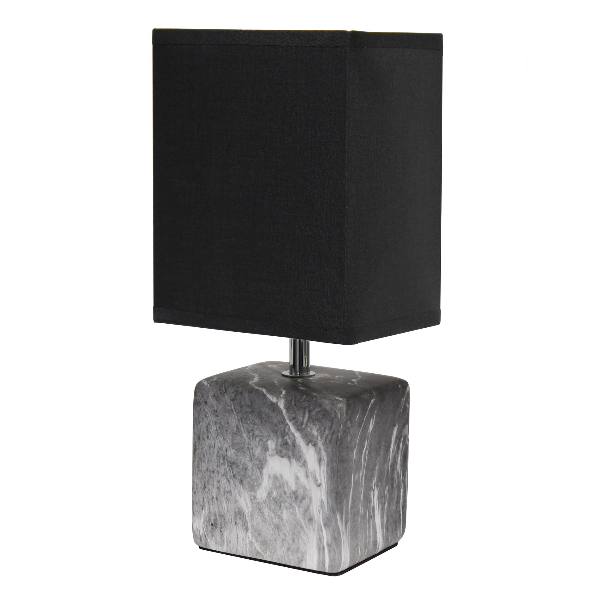 All The Rages Simple Designs Black Marbled Ceramic Table Lamp With Black Fabric Shade