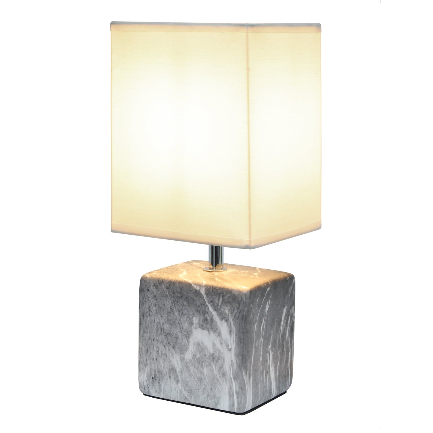 All The Rages Simple Designs Black Marbled Ceramic Table Lamp With White Fabric Shade