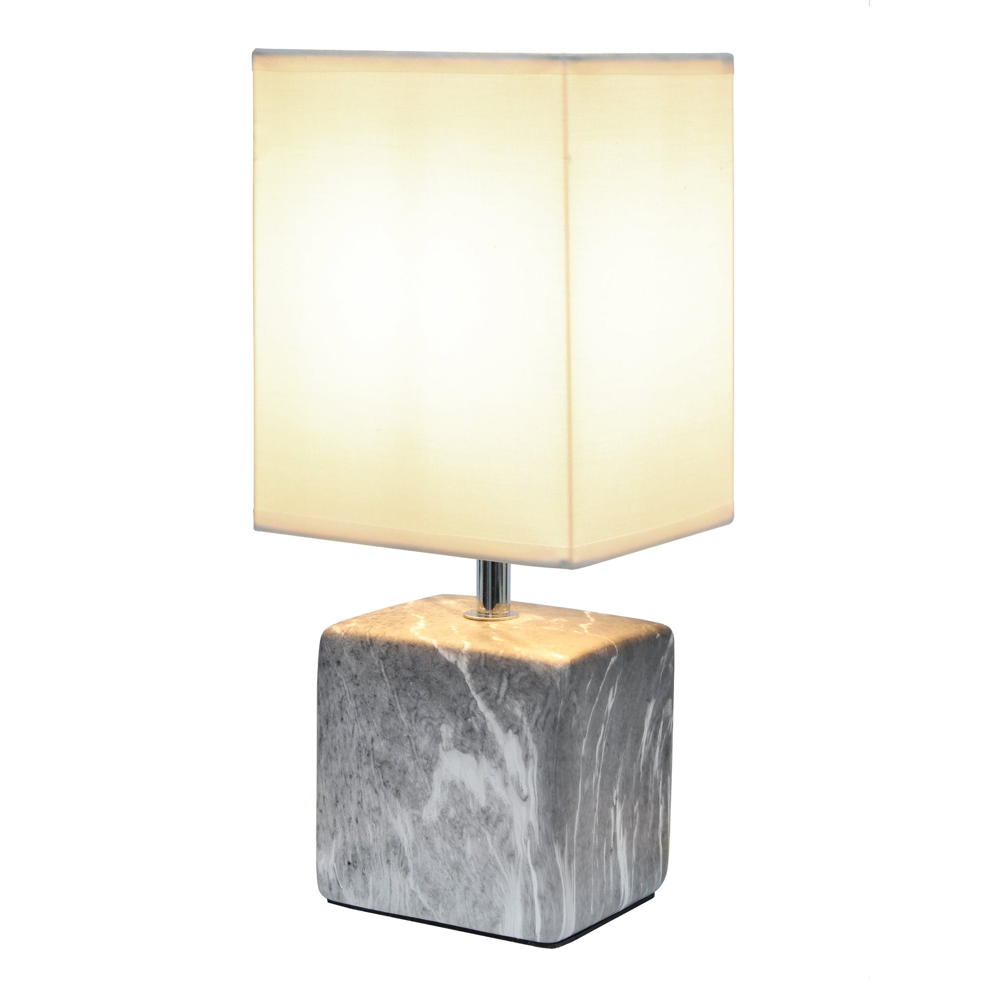 All The Rages Simple Designs Black Marbled Ceramic Table Lamp With White Fabric Shade