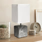 All The Rages Simple Designs Black Marbled Ceramic Table Lamp With White Fabric Shade