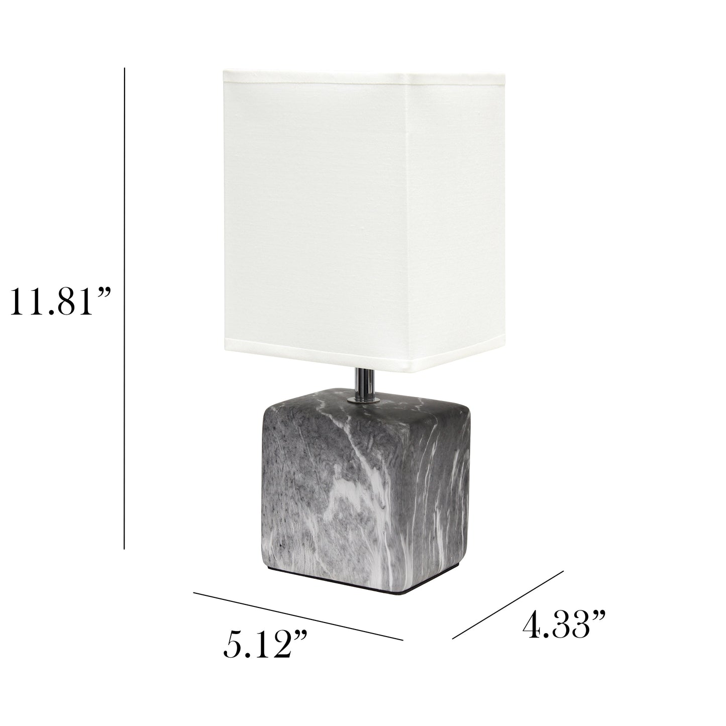 All The Rages Simple Designs Black Marbled Ceramic Table Lamp With White Fabric Shade
