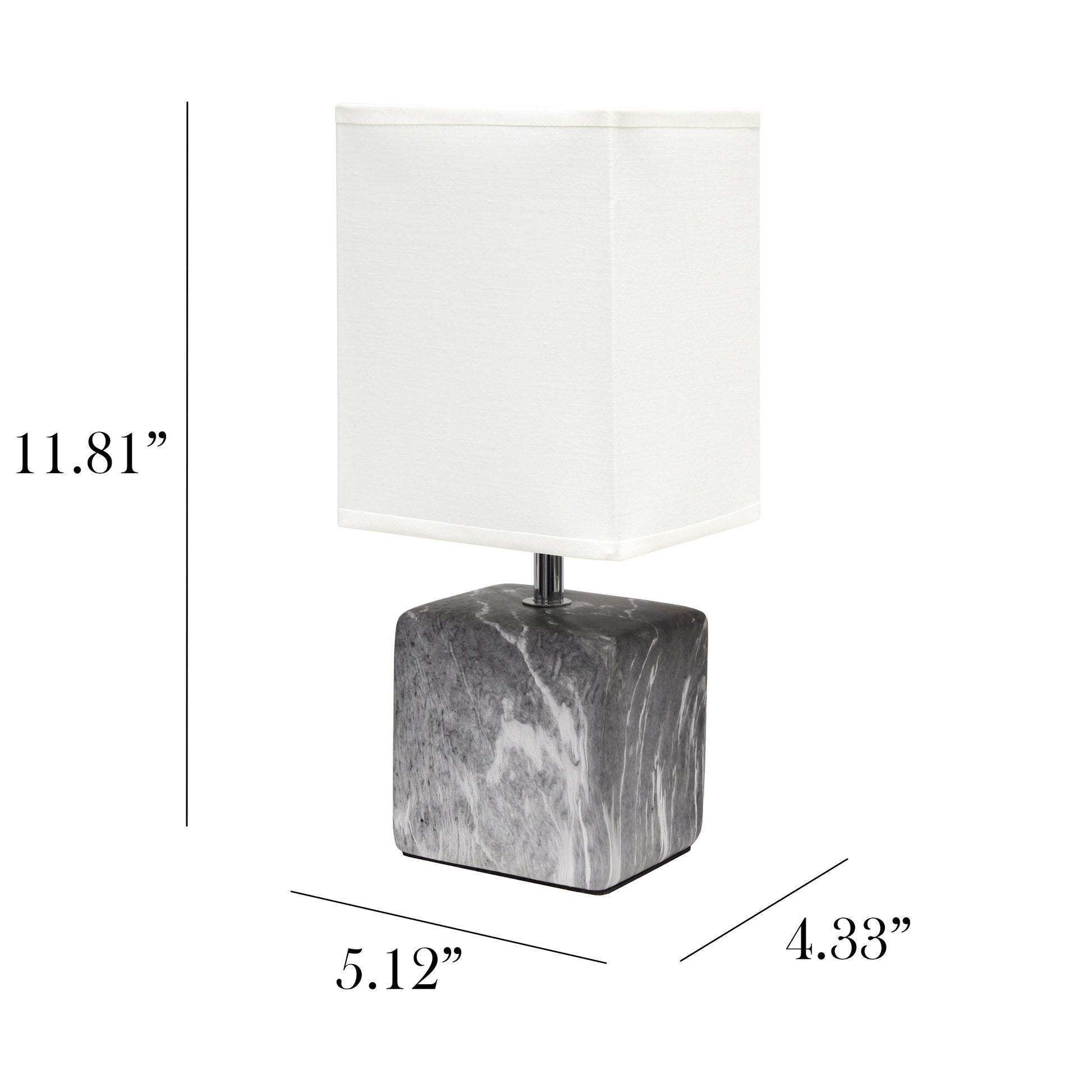 All The Rages Simple Designs Black Marbled Ceramic Table Lamp With White Fabric Shade